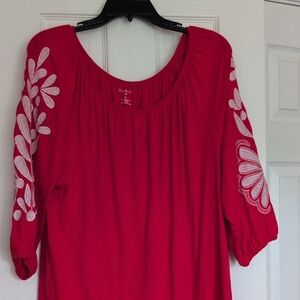 Talbots Pink Embellished 3/4 Sleeve Blouse